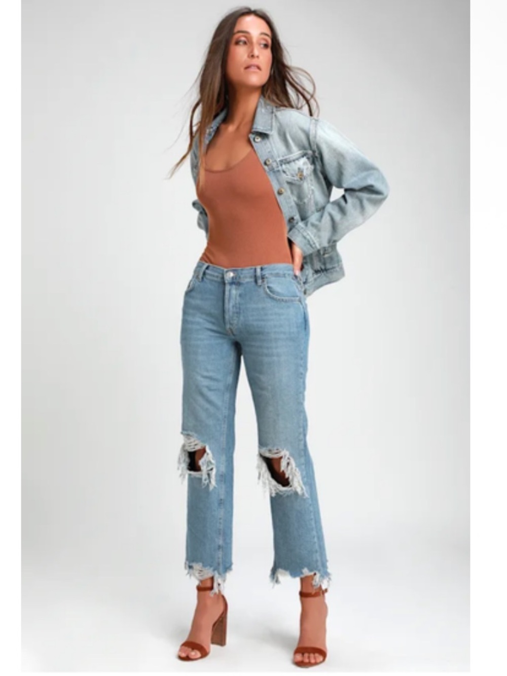 NWT Free People We The Free Maggie Distressed Straight Jeans 28